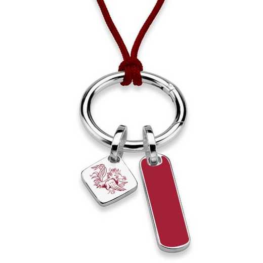 615789951605: UNIV of South Carolina Silk Necklace W/ Enamel Charm & SS Tag