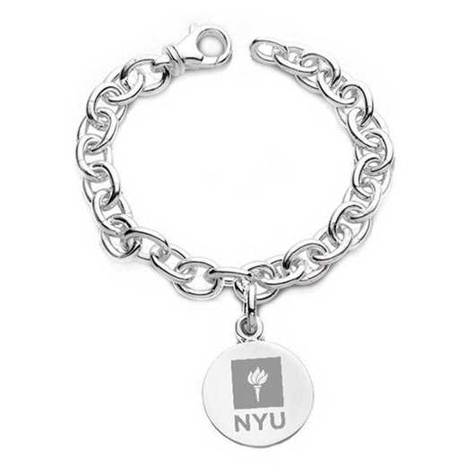615789512721: NYU Sterling Silver Charm Bracelet