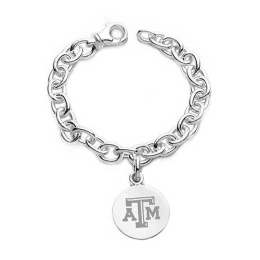 615789910596: Texas A&M Sterling Silver Charm Bracelet