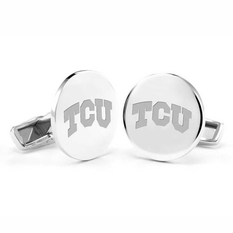 615789910763: Texas Christian University Cufflinks in Sterling Silver