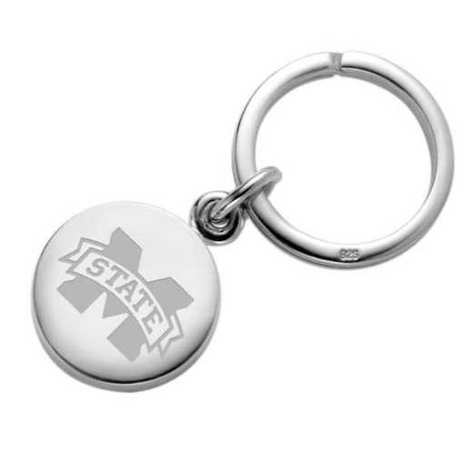 615789573975: Mississippi State Sterling Silver Insignia Key Ring