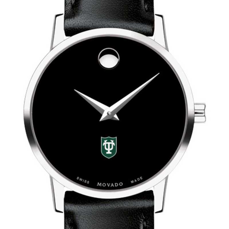615789874201: Tulane Univ Women's Movado Museum with Leather Strap