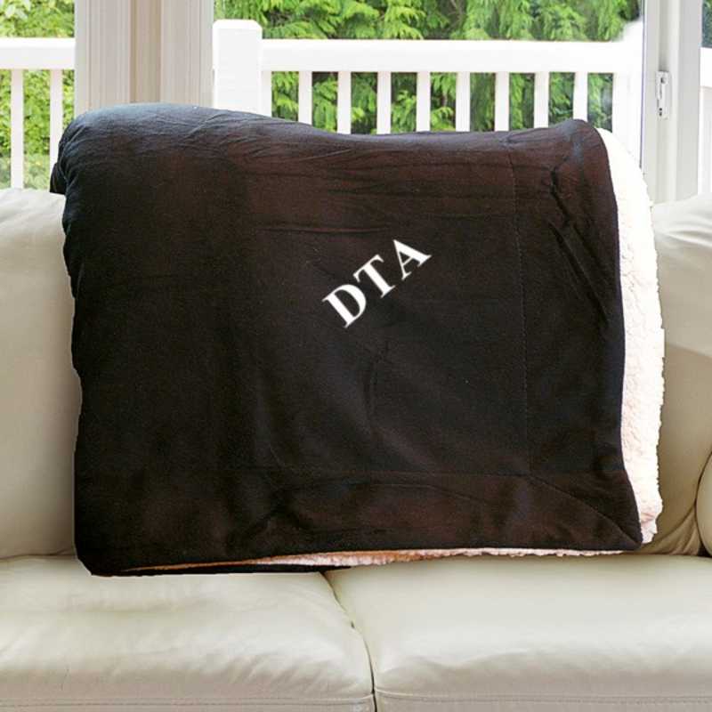 Black Personalized Monogram Fleece Sherpa Blanket