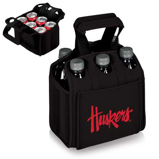 608-00-179-404-0: Nebraska Cornhuskers - Six Pack Beverage Carrier (Black)