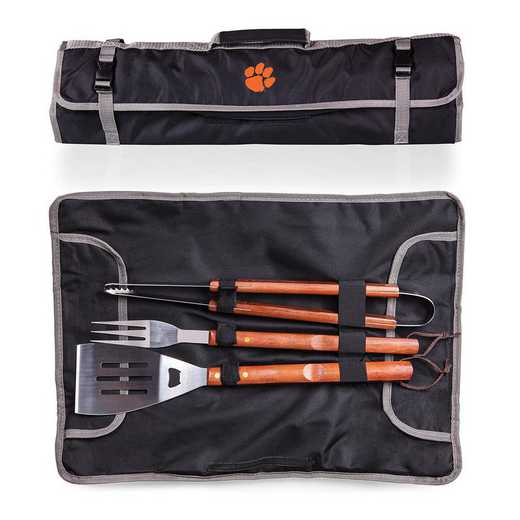 749-03-175-104-0: Clemson Tigers - 3-Piece BBQ Tote and Tools Set
