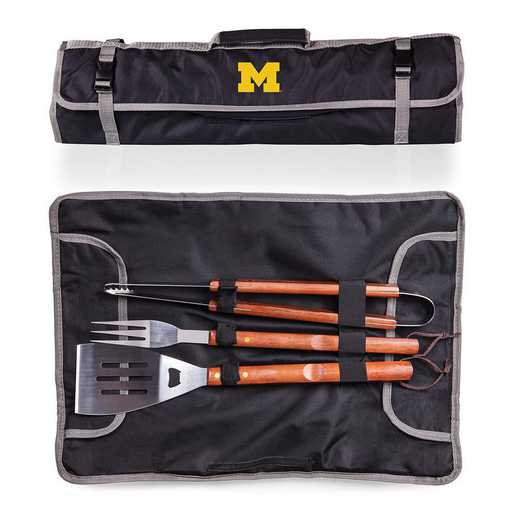 749-03-175-344-0: Michigan Wolverines - 3-Piece BBQ Tote and Tools Set