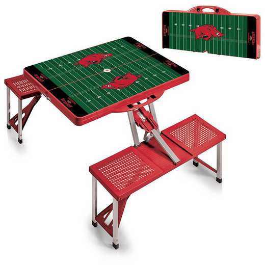 811-00-100-035-0: Arkansas Razorbacks - Portable Picnic Table w/SFD (Red)
