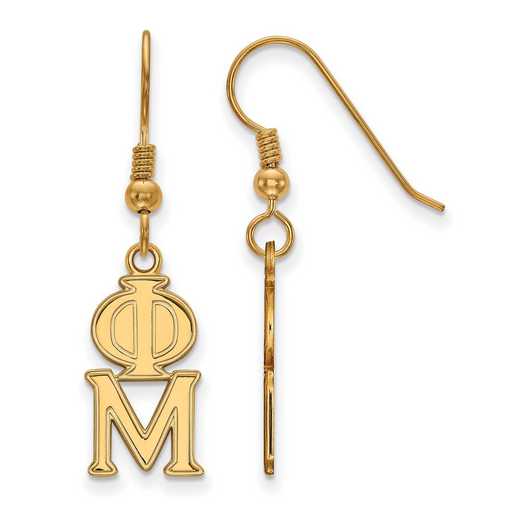 GP004PHM: Strlng Slvr with Gold Plating LogoArt Phi Mu Dangle Sml Erring