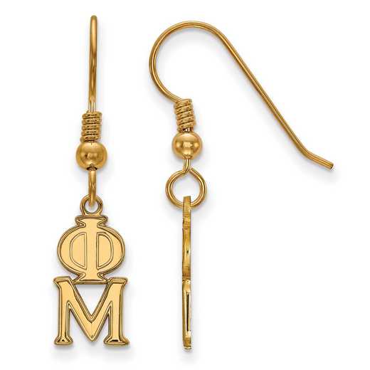 GP026PHM: Strlng Slvr with Gold Plating LogoArt Phi Mu XS Dangle Erring