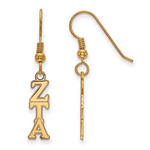 GP026ZTA: Strlng Slvr with Gold Plating LogoArt Zeta Tau Alpha Sml Dangle Erring