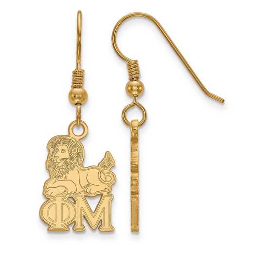 GP037PHM: Strlng Slvr with Gold Plating LogoArt Phi Mu Sml Dangle Erring