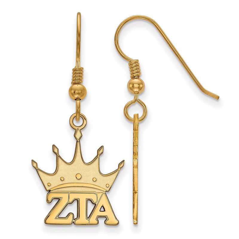 GP037ZTA: Strlng Slvr with Gold Plating LogoArt Zeta Tau Alpha Sml Dangle Erring