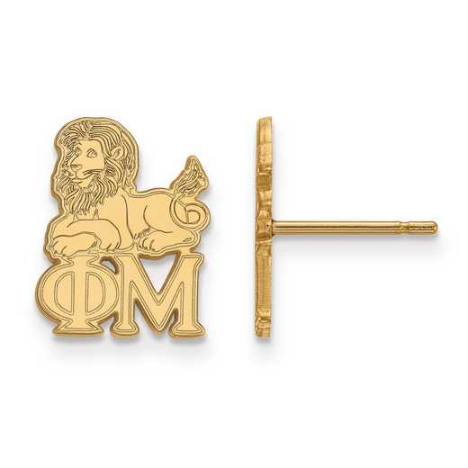 GP038PHM: Strlng Slvr with Gold Plating LogoArt Phi Mu XS Post Erring