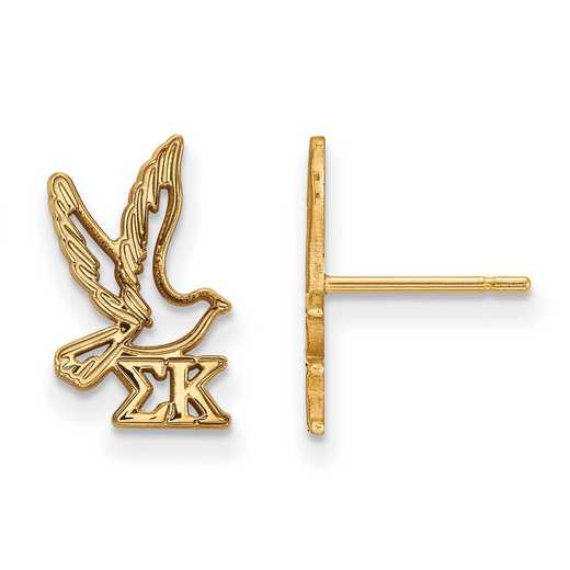 GP038SKP: Strlng Slvr with Gold Plating LogoArt Sigma Kappa XS Post Erring