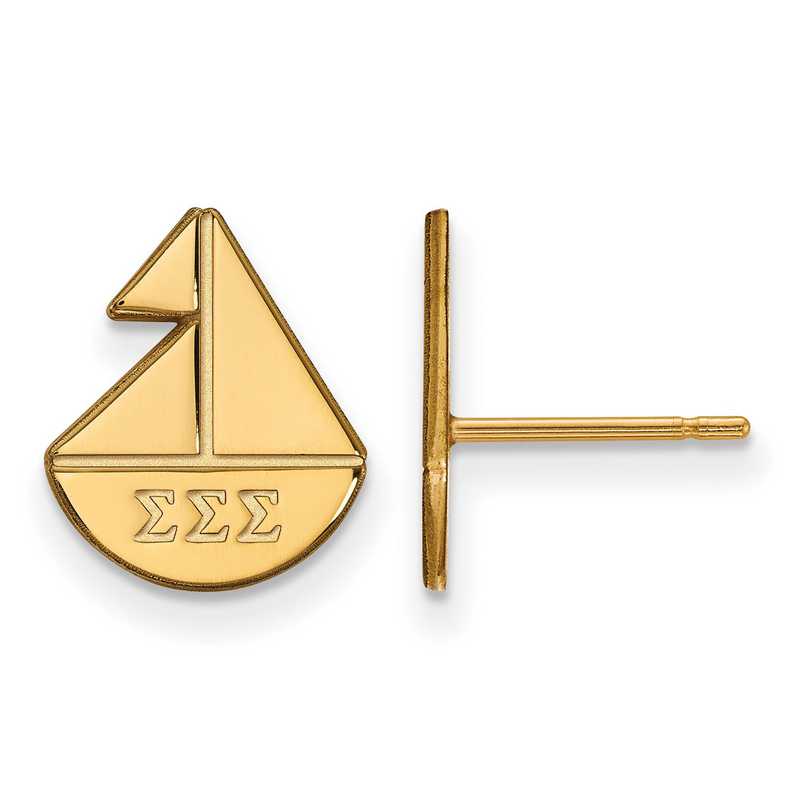GP038SSS: Strlng Slvr with Gold Plating LogoArt Sigma Sigma Sigma XS Post Erring
