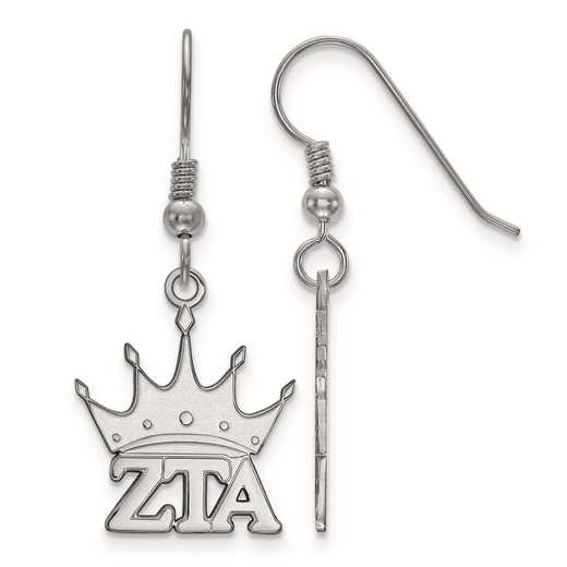 SS037ZTA: Strlng Slvr LogoArt Zeta Tau Alpha Small Dangle Earrings