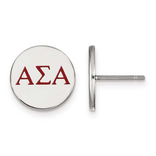 SS032ASI: Strlng Slvr LogoArt Alpha Sigma Alpha Enameled Post Earrings