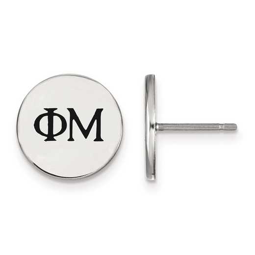 SS033PHM: Strlng Slvr LogoArt Phi Mu Enameled Post Earrings