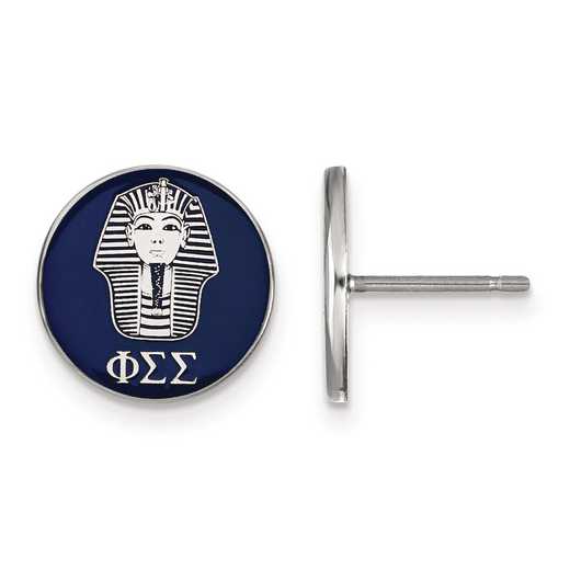 SS046PSS: Strlng Slvr LogoArt Phi Sigma Sigma Enameled Post Earrings