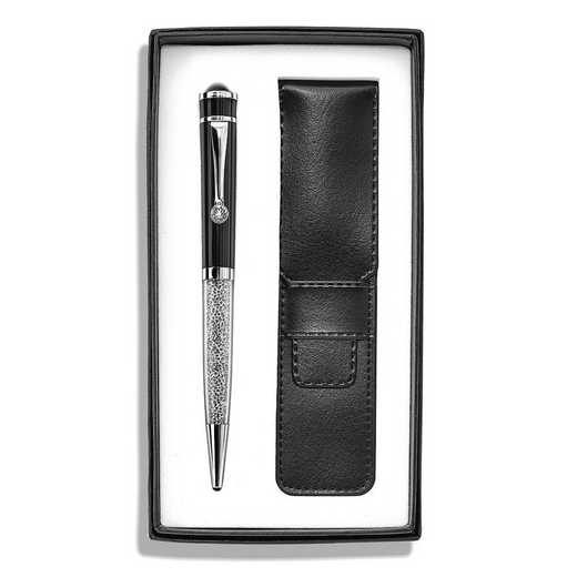 JBP111B: Black Crystal Filled Ballpoint Pen with Matching Pouch