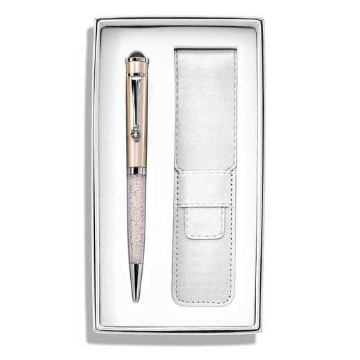 JBP111C: Champagne Crystal Filled Ballpoint Pen with White Pouch