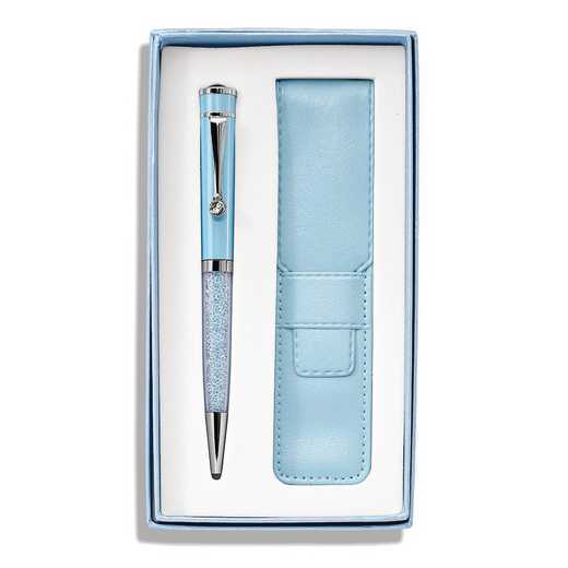 JBP111LB: Light Blue Crystal Filled Ballpoint Pen with Matching Pouch