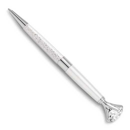 JBP113W: White Crystal Filled Ballpoint Pen with Big Crystal Top