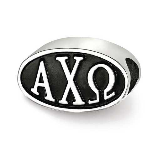 ACO002BD-SS: SS Logoart Alpha Chi Omega Oval Letters Reflection Beads