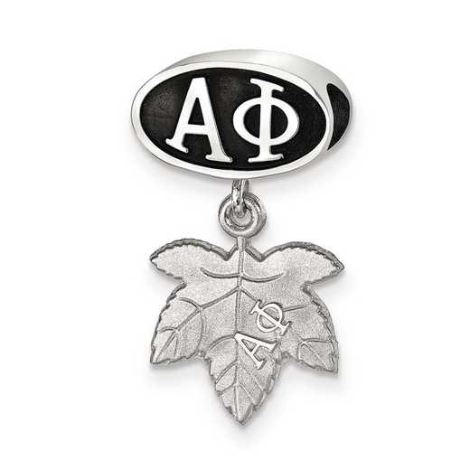 APH004BD-SS: SS Logoart Alpha Phi With Oval Ivy Leaf Reflection Beads