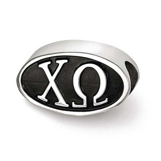 CHO002BD-SS: SS Logoart 15.25Mm Chi Omega Oval Letters Reflection Beads