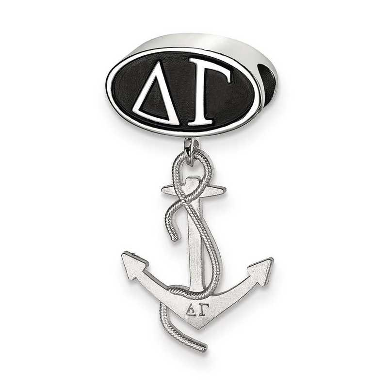 DG004BD-SS: SS Logoart Delta Gamma Oval With Anchor Reflection Beads