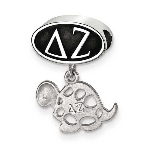 DZ004BD-SS: SS Logoart Delta Zeta Oval With Turtle Reflection Beads