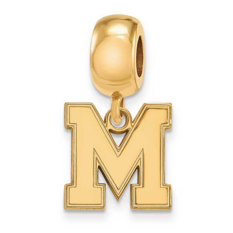 GP050UMP: SS W/GP Logoart Univ Of Memphis Small Reflection Beads Charm