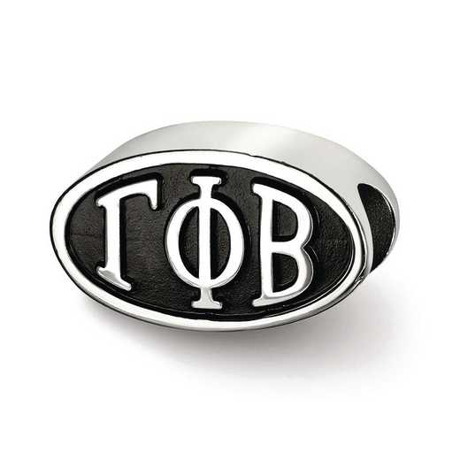 GPB002BD-SS: SS Logoart Gamma Phi Beta Oval Letters Reflection Beads