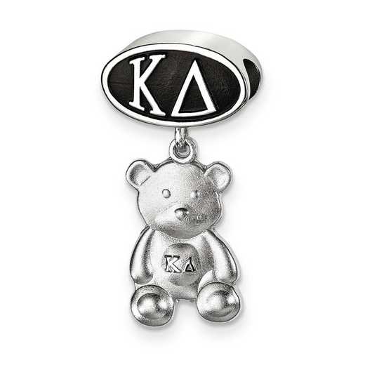 KD004BD-SS: SS Logoart Kappa Delta Oval With Teddy Bear Reflection Beads