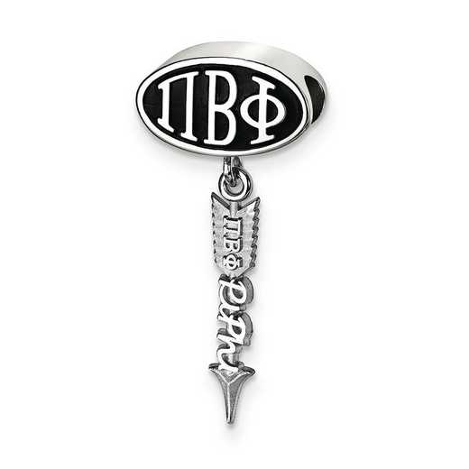 PBP004BD-SS: SS Logoart Pi Beta Phi Oval With Arrow Reflection Beads