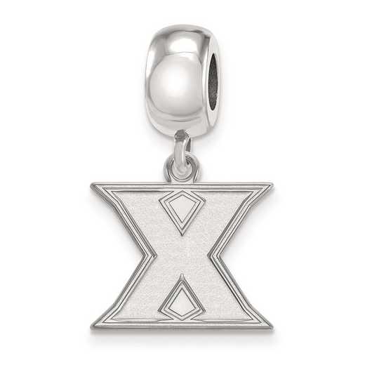 SS010XU: SS Rh-P Logoart Xavier Univ Small Dangle Reflection Beads