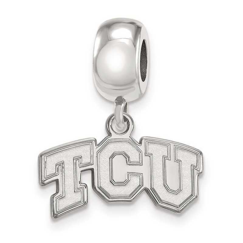 SS014TCU: SS Rh-P Logoart Texas Christian Univ Reflection Beads Charm