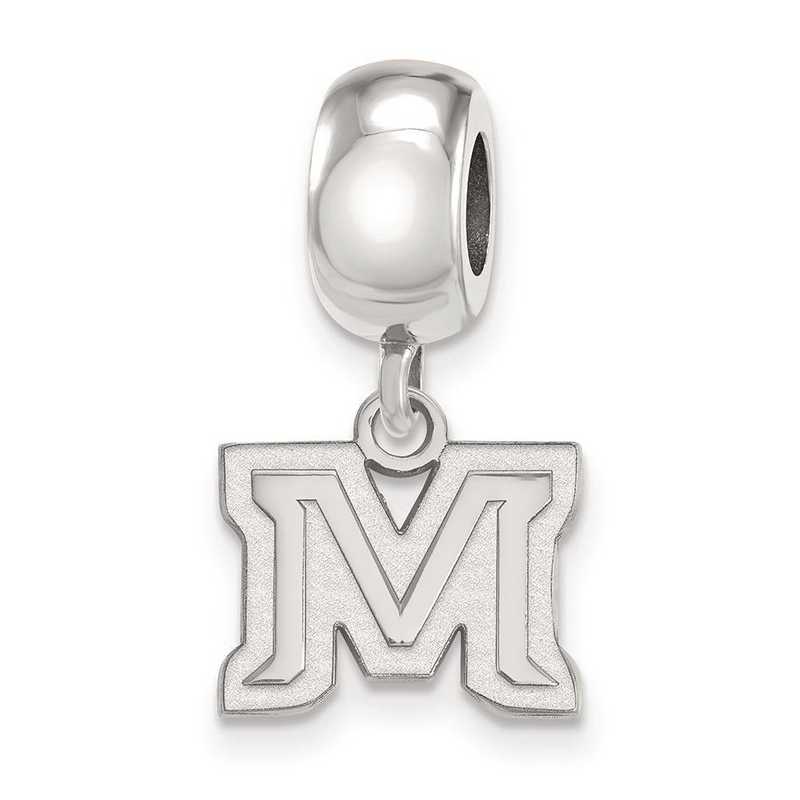 SS023MTU: SS Rh-P Logoart Montana State Univ Xs Reflection Beads Charm