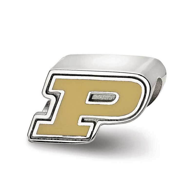 Sterling Silver Purdue University Cushion Shaped Enameled Bead Sterling Silver 