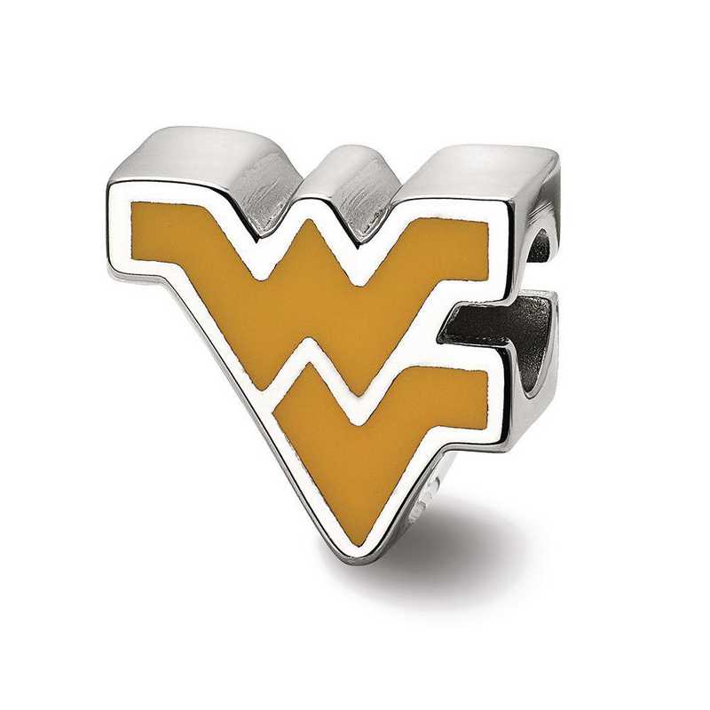 SS500WVU: SS Logoart West Virginia U Wv Enameled Logo Reflection Beads