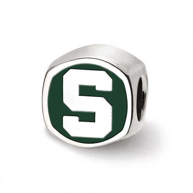 College Jewelry Michigan State University Spartans Cufflinks Natural Finish Sterling Silver Round Top Cufflinks