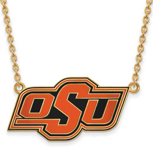 GP065OKS-18: LogoArt NCAA Enamel Pendant - Oklahoma State - Yellow