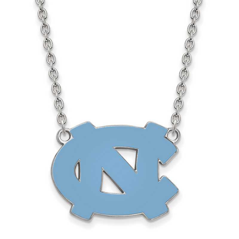 North Carolina Tar Heels Blue Letters Disc Pendant Necklace in Sterling Silver 