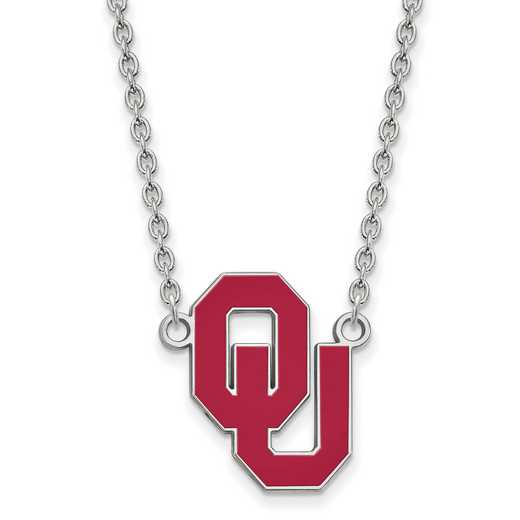 SS017UOK-18: LogoArt NCAA Enamel Pendant - Oklahoma - White