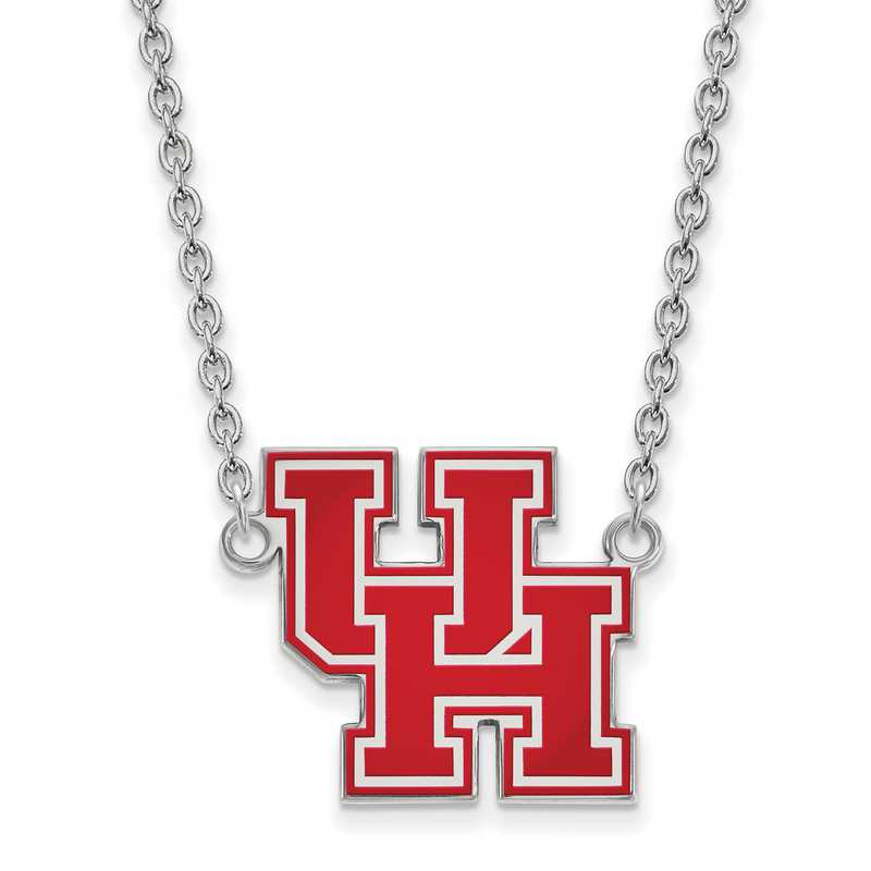 SS019UHO-18: LogoArt NCAA Enamel Pendant - Houston - White