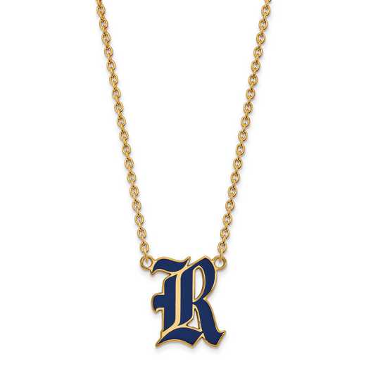 GP012WMR-18: 925 YGFP LogoArt Rice Univ Large Enamel Pendant Neck