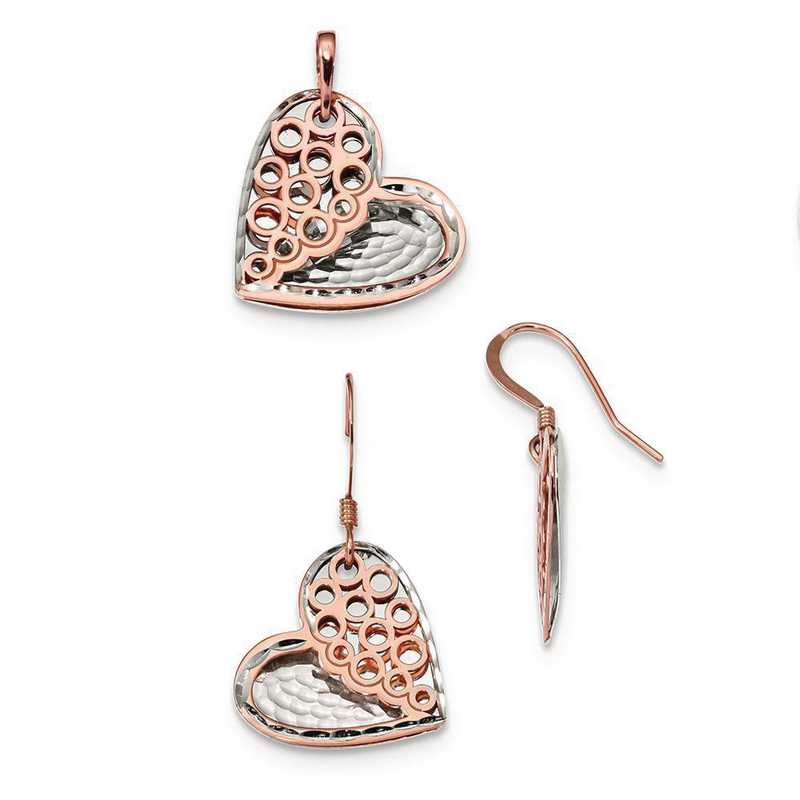 Rose-tone Heart Earrings and Pendant Set