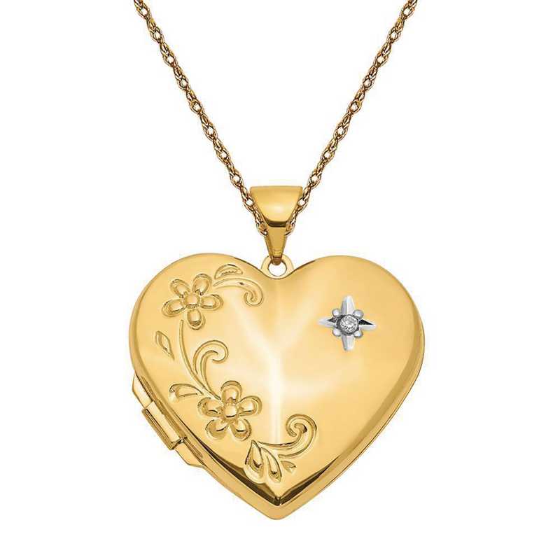 14 Karat Yellow Gold Diamond Family Heart Locket with Chain