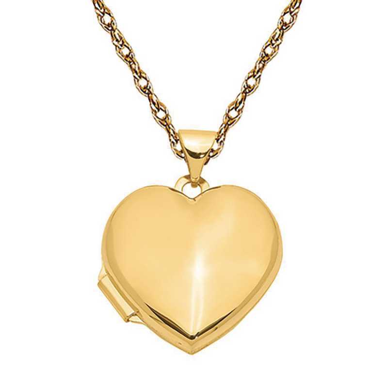 14 Karat Yellow Gold Plain Heart Locket with Chain